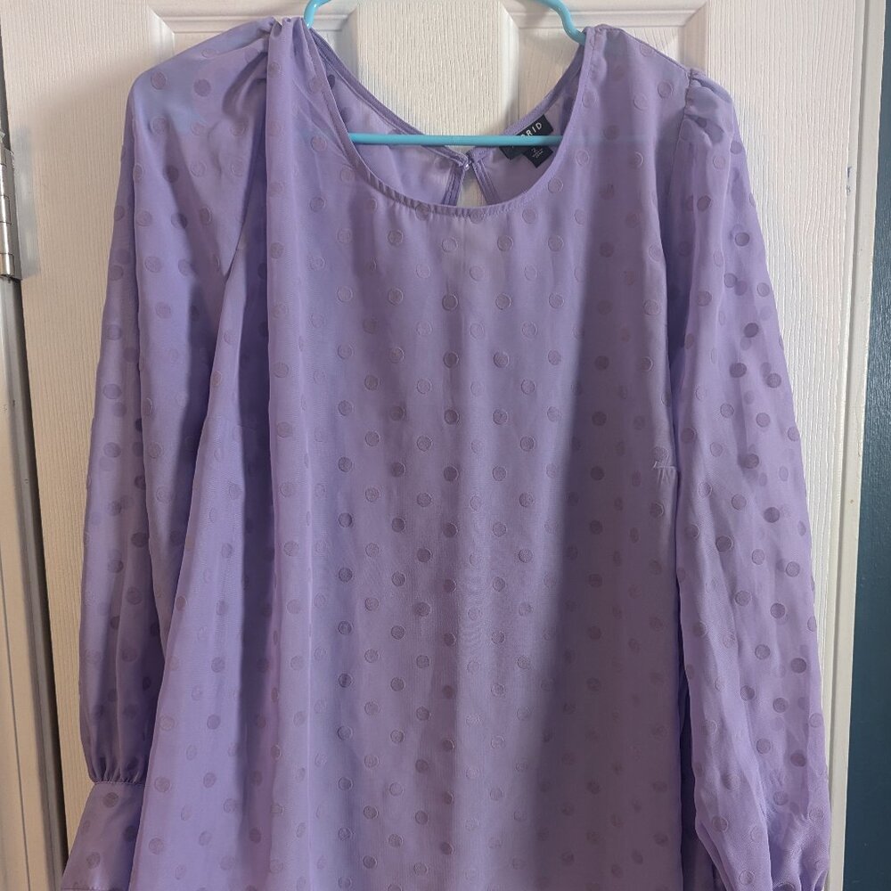 Sheer, Polka Dot, Purple Torrid Blouse